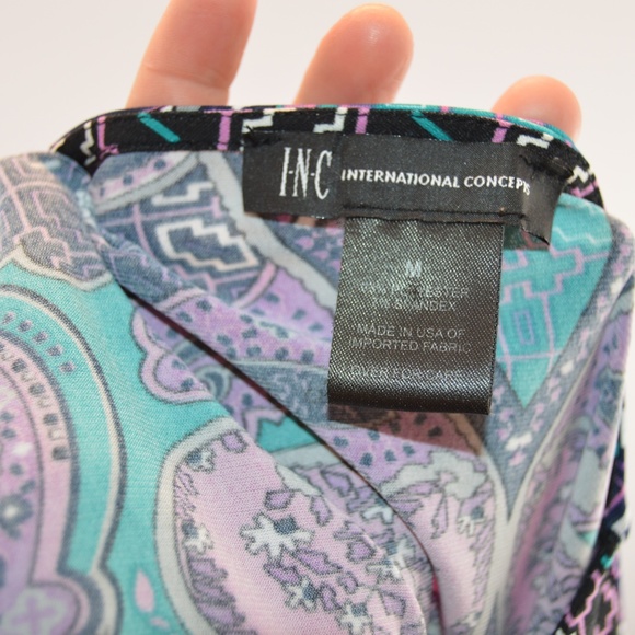 INC Paisley Pleated Shirt - Picture 5 of 5